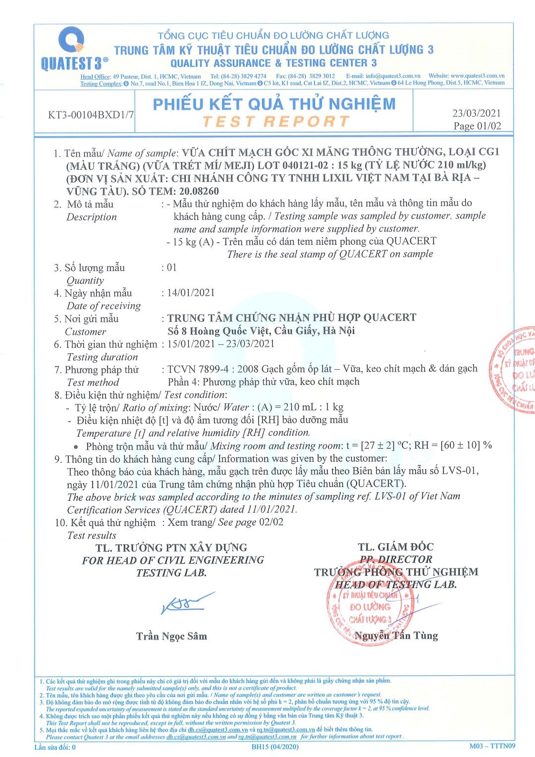 Mortar 2021 Test Report Page 3