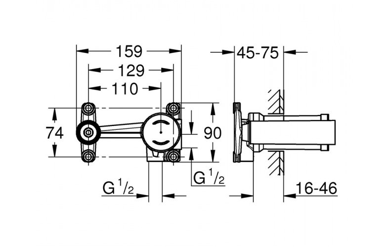 GROHE Bộ âm cho vòi gắn tường 23571000