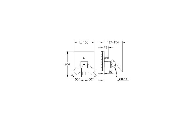 GROHE Mặt nạ bộ trộn âm 2 chế độ Eurocube 24062000